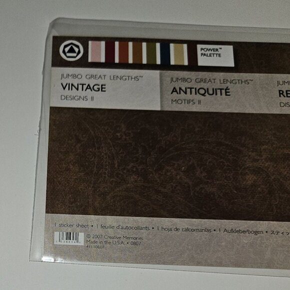 NEW Creative Memories Jumbo Great Lengths 1 Sticker Sheet Vintage Designs II - Picture 2 of 4